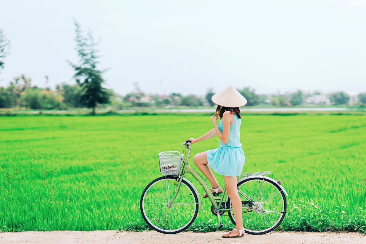 Woman on a bicycle near Hoi An